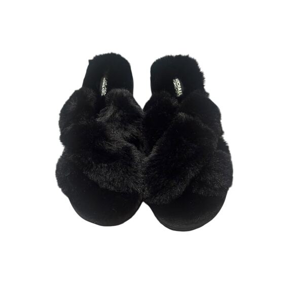 Michael Kors Lala Furry Slippers Allover Faux-Fur Slip-On Black Size 9 NWOT - Picture 2 of 8